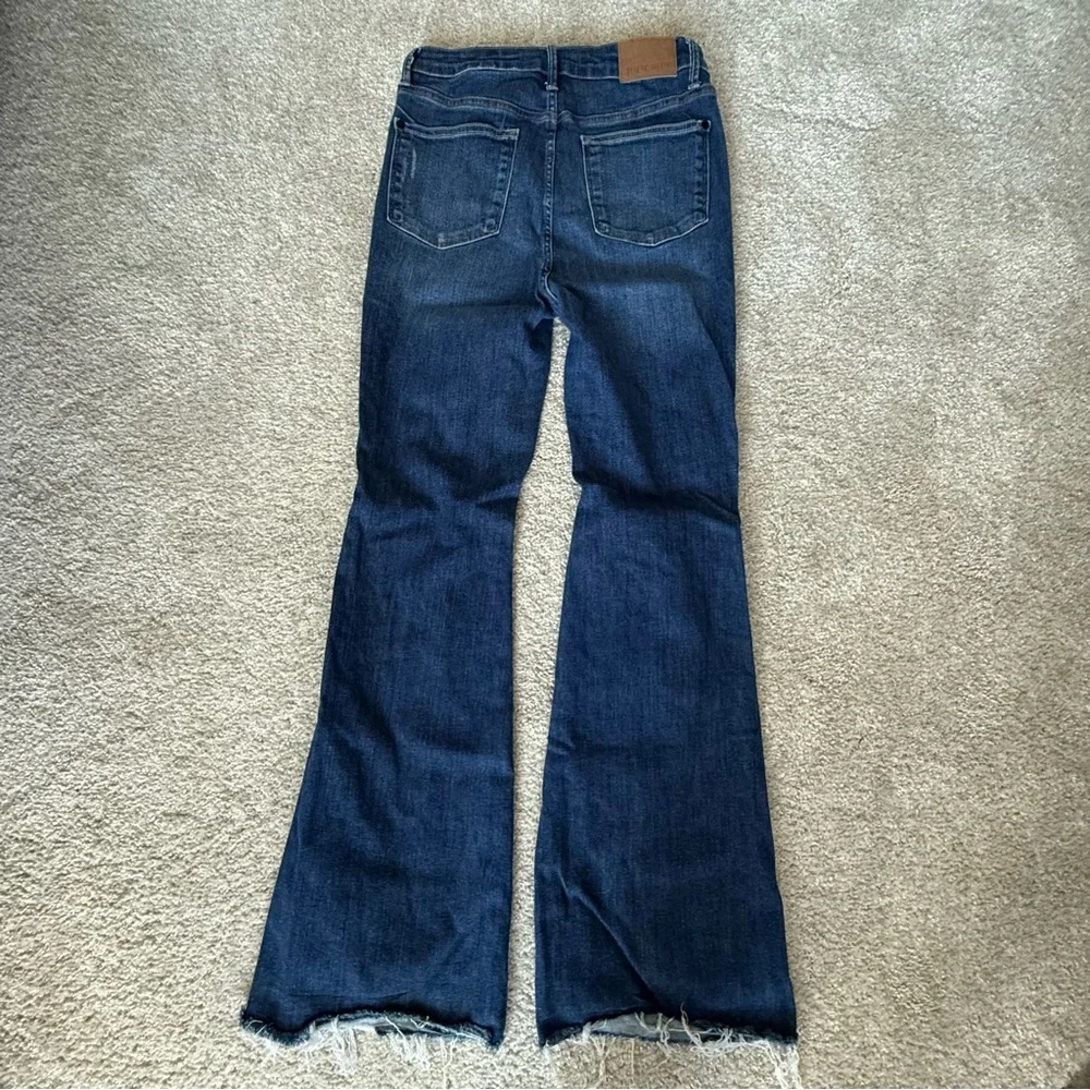 Judy Blue Flare Jeans with distressing and frayed hem - Picture 6 of 8